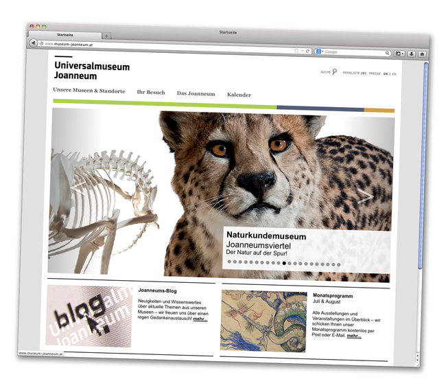 Startseite der neuen Website