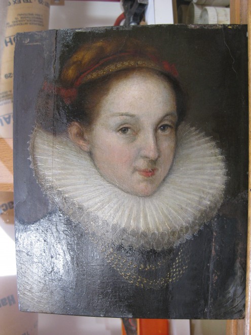 Anonym: „Euphrosina Bimlin“, 1594, Öl auf grundiertem Holz, Alte Galerie, ca. 1900-2008 mit Übermalung, Foto: Universalmuseum Joanneum/P.-B. Eipper
