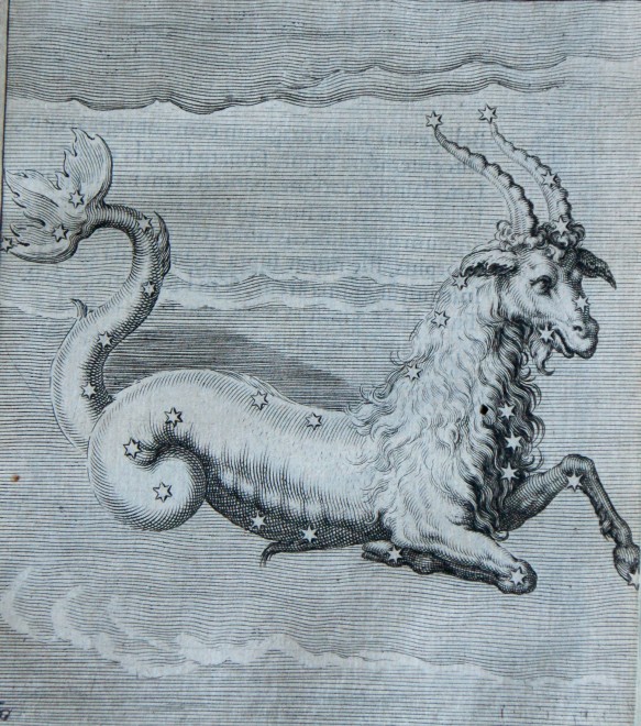 Fischziege (Sternbild Widder) aus: Hug. Grotii Syntagma Arateorum: opus poeticæ et astronomiæ studiosis utilissimvm, Foto: UMJ/Stiftsbibliothek Rein