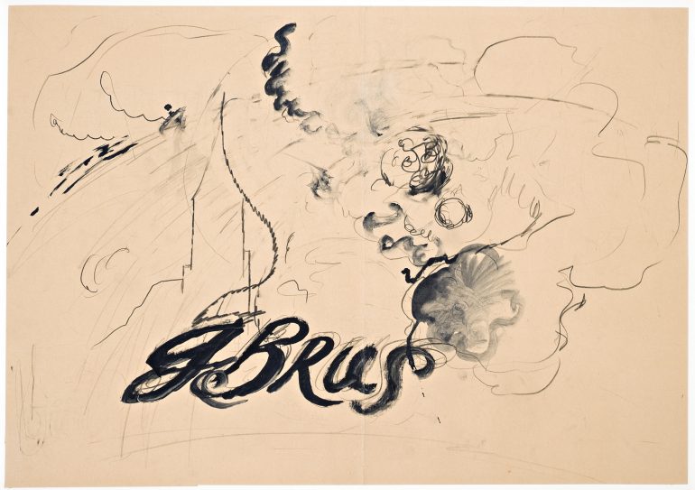 Günter Brus, Ohne Titel (G. Brus), 1970er-Jahre,´Bleistift und Tusche auf Papier, 57,5 x 80 cm, diethARdT collection, Foto: Universalmuseum Joanneum/N. Lackner