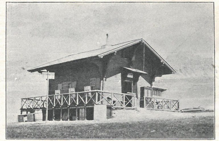 Das erste Rosegger-Schutzhaus auf der Pretul. Aus: Peter Rosegger. Ein Beitrag zur Kenntnis seines Lebens und Schaffens von Hermine u. Hugo Möbius, Dresden 1903