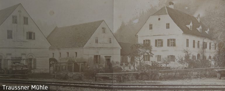 Ehrenhausen, Mühlengebäude erbaut von Alois und Agnes Schallhammer, Foto um 1880