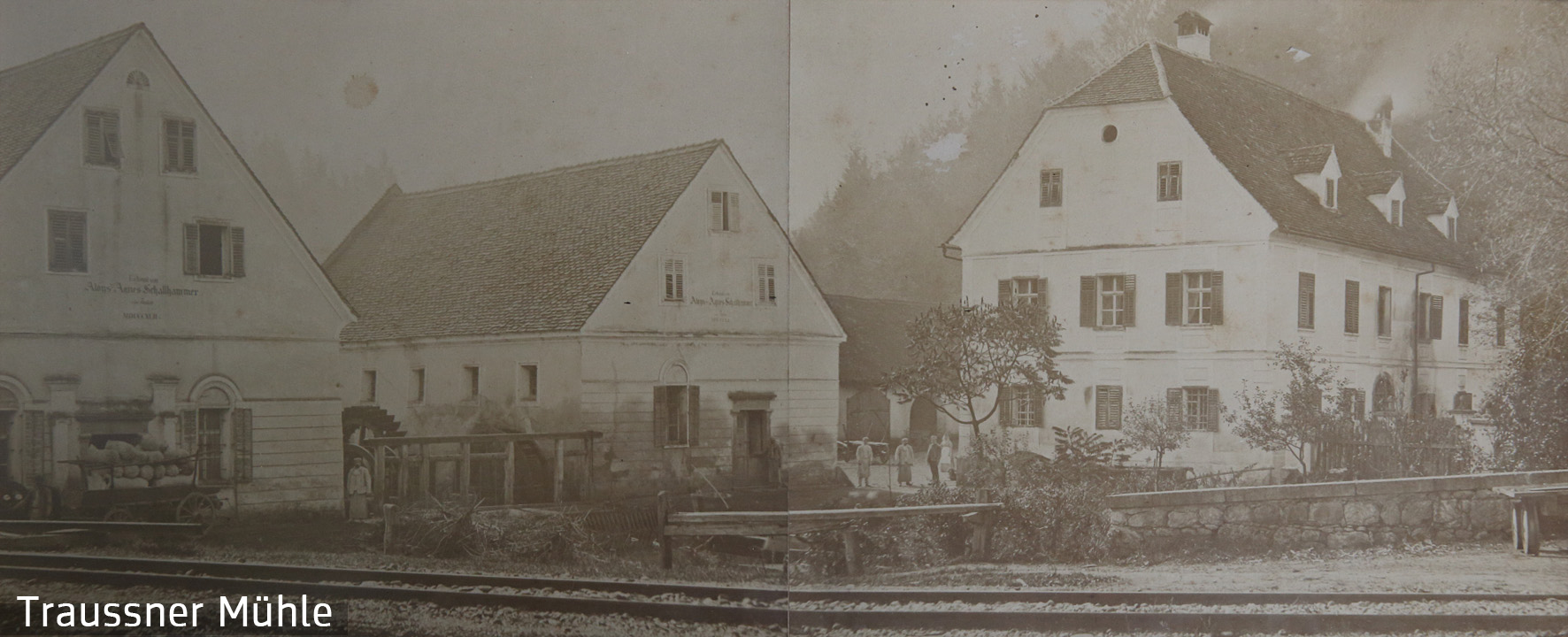 Ehrenhausen, Mühlengebäude erbaut von Alois und Agnes Schallhammer, Foto um 1880