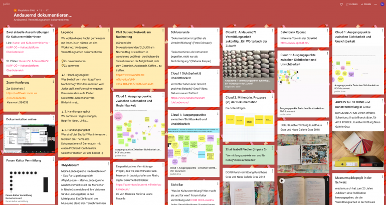 Screenshot Padlet „Andauernd dokumentieren ...“