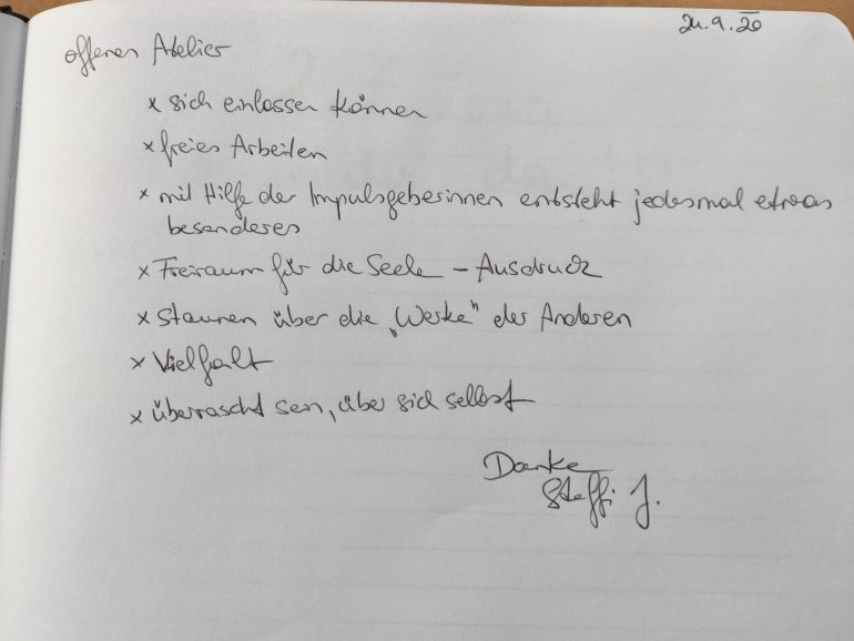 Das Atelier Reflexionen der Teilnehmerinnen