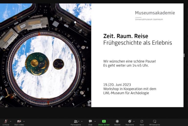 Titelbild der Veranstaltung auf Zoom. Screenshot: Elisabeth Magesacher