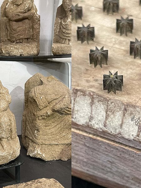 Dreharbeiten für "Wer bist du: Steiermark?" Stillende Göttin mit Kind/Tempelmuseum Frauenberg, Leibnitz + Druckmodel für Blaudruck, Heimatmuseum Ilz
