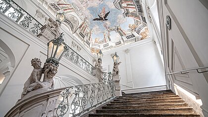 View of the grand staircase at History Museum.