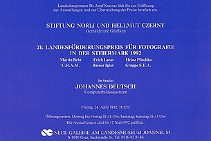 21. Landesförderungspreis für Fotografie in der Steiermark 1992