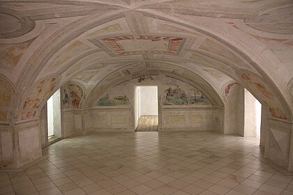 View of the Fresco Hall in Schloss Trautenfels.