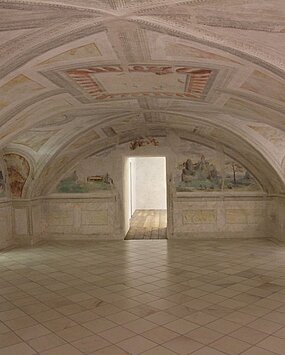 View of the Fresco Hall in Schloss Trautenfels.