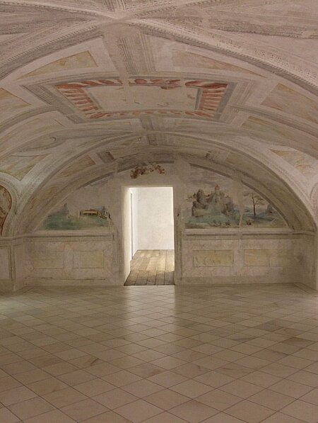 View of the Fresco Hall in Schloss Trautenfels.