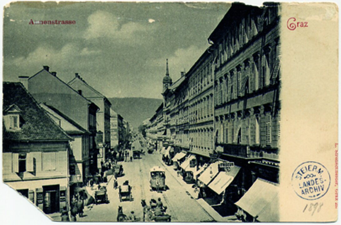 Postkarte, Annenstraße um 1900, Steiermärkisches Landesarchiv