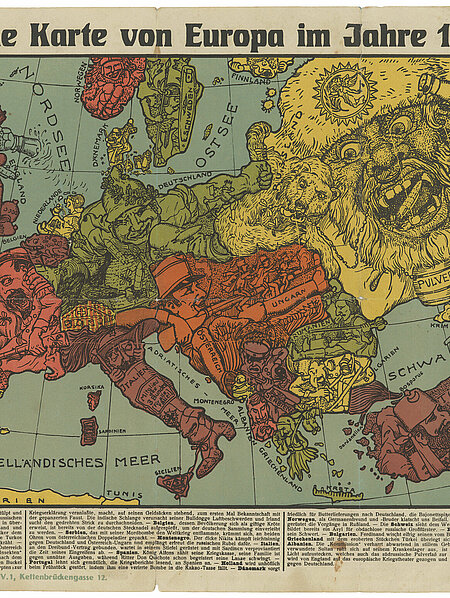 Humoristische Karte von Europa im Jahre 1914, Leihgabe des Stadtmuseums Judenburg