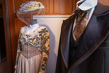 Ladies' and men's costume, detail