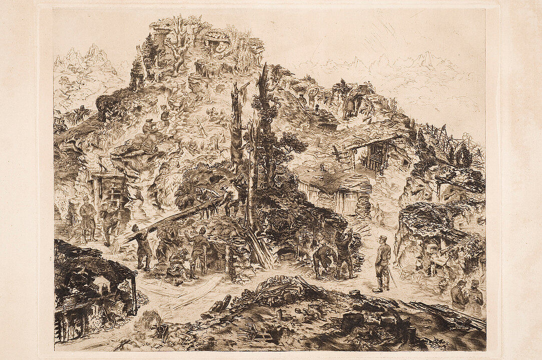 Fritz Silberbauer, Bergstellung Radierung/Papier, 47,4 x 58,7 cm Universalmuseum Joanneum, Neue Galerie Graz