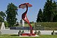 Positioned in front of the entrance to the Austrian Sculpture Park, the freestanding, twisted sculpture looks very imposing. It depicts the layout of Austria and the four new neighboring countries. 