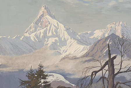 Gemälde von einer Berglandschaft.