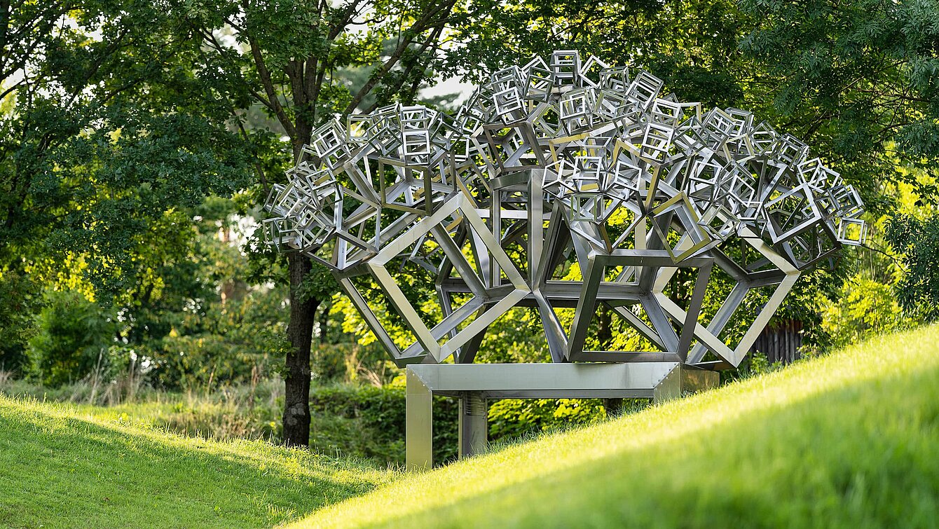 Die Skulptur ist eine raffinierte Konstruktion, bei der aus jeweils einem Würfel fünf weitere Würfel wachsen. Der technisch anmutende Titel bezieht sich auf das Jahr der Entstehung, die Form (Hexaeder) und die Gestaltung. Die Verkleinerung der Würfel geschieht mit dem Faktor 0,44902, nicht zuletzt folgen die Seitenverhältnisse dem Goldenen Schnitt und sorgen damit für eine besonders harmonische Wirkung.