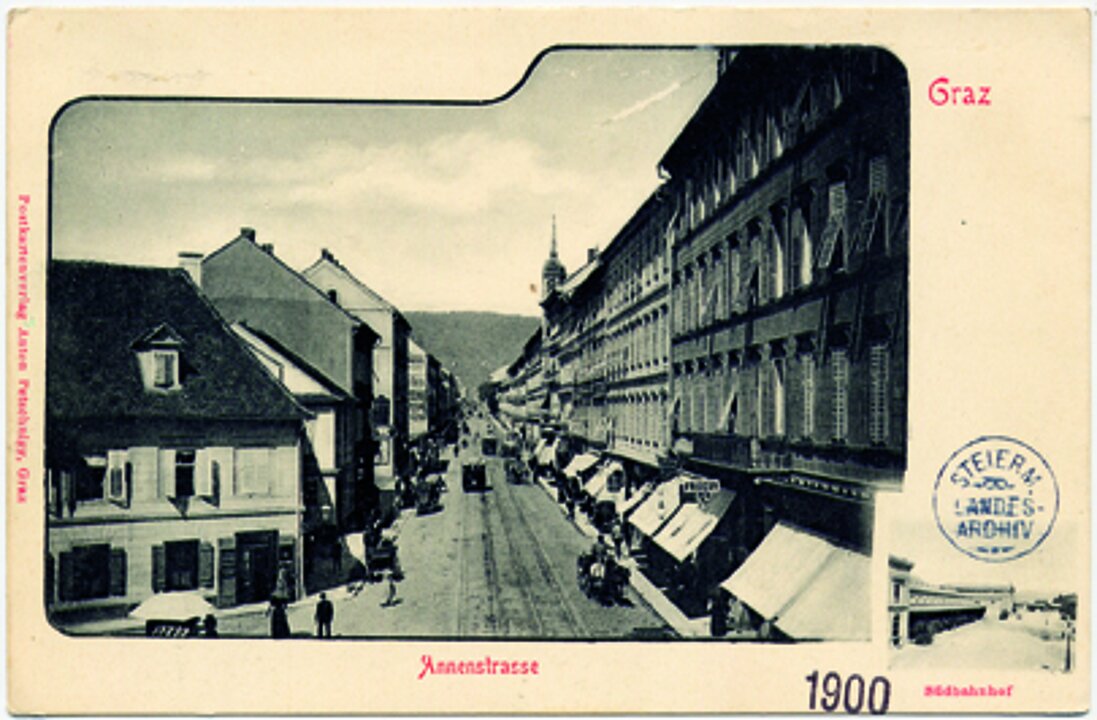 Postkarte, Annenstraße um 1900, Steiermärkisches Landesarchiv