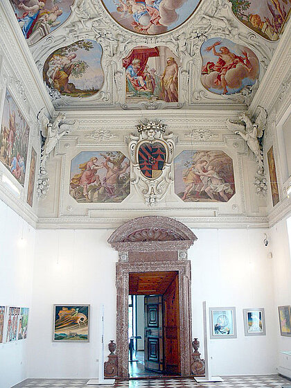 View of the Marble Hall in Schloss Trautenfels.