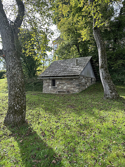View of the forge on the Schenkkeller meadow in Schloss Stainz.