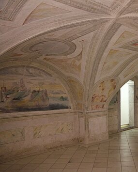 Ansicht des Freskenraum im Schloss Trautenfels.
