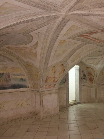 View of the Fresco Hall in Schloss Trautenfels.