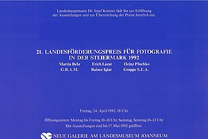 21. Landesförderungspreis für Fotografie in der Steiermark 1992