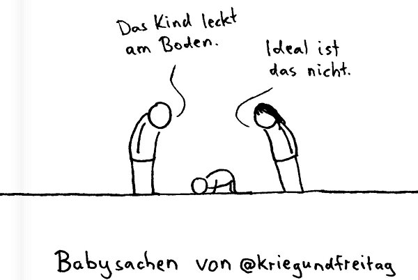 Cover Babysachen von @kriegundfreitag: Das Kind leckt am Boden – ideal ist das nicht