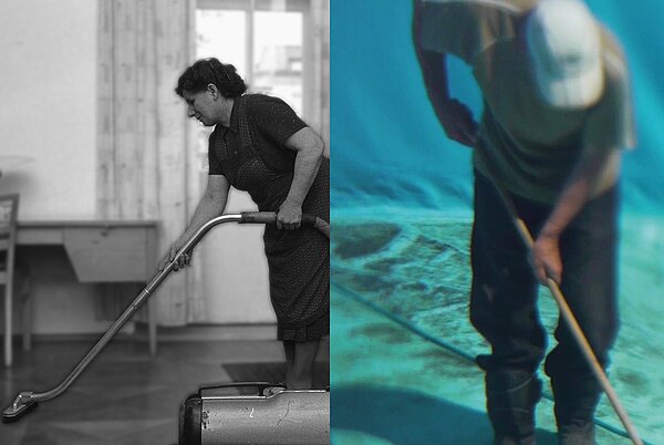 HALBE/HALBE Zu sehen die die Sujet-Bilder der Ausstellungen "Alles Arbeit" und "24/7".