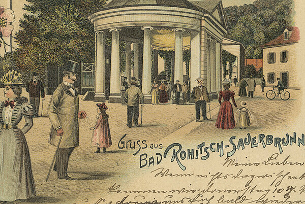 Tempel-Quelle im Kurpark von Rohitsch-Sauerbrunn/Rogaška Slatina, um 1901